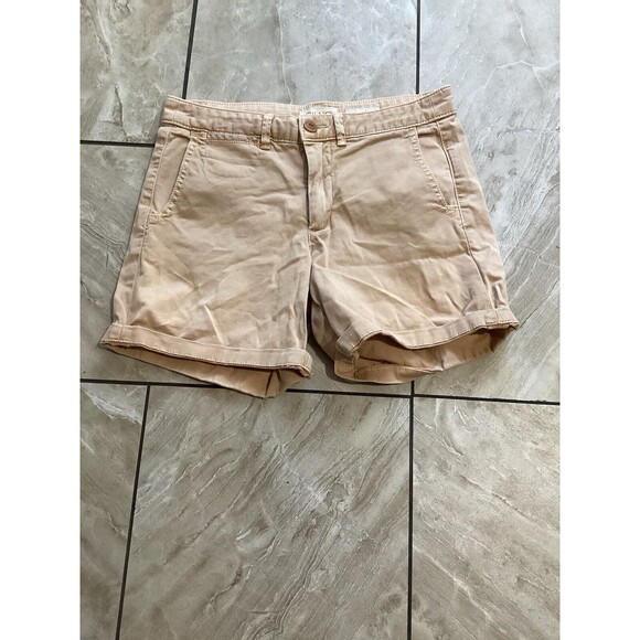Anthropologie Tan Chino Shorts Relaxed Fit High Rise Cotton Blend 25 - Picture 2 of 6